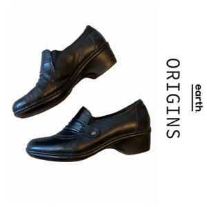 Earth Origins Black Genuine Leather Archer Loafers Sleek Slip-On Design Shoes